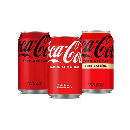 Coca Cola, Coca Cola Zero y Coca Cola Zero Zero lata 33 cl Península